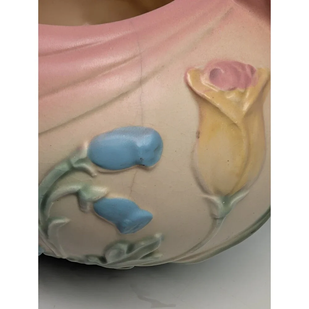 Hull Pottery Art U.S.A. E-20 Pink Bow Knot Teapot with Lid Matte Finish E-20